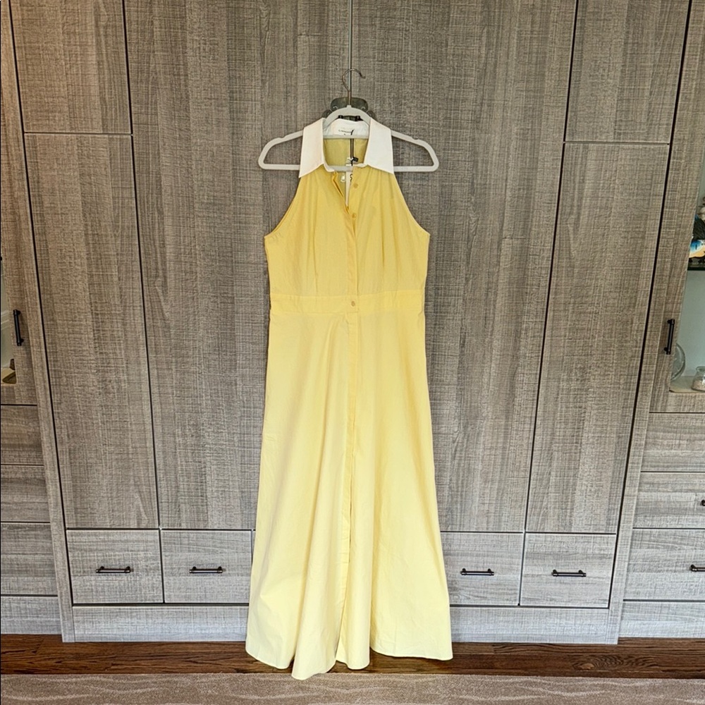 Commense Button Sleeveless Collar Dress